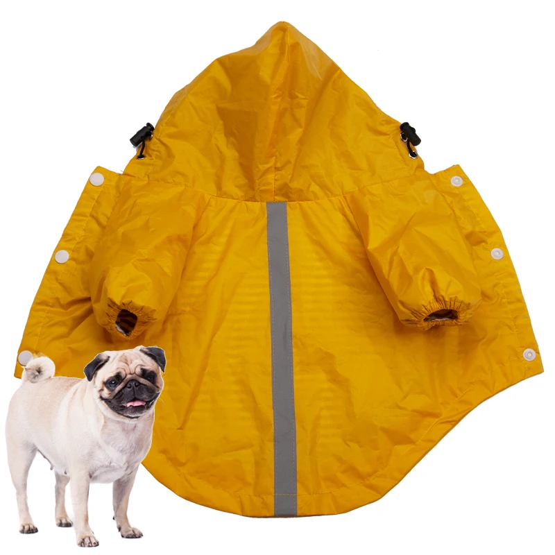 COLLABOR Basset Hound Adjustable Pet Water Proof Clothes Outdoor Rain Jacket Hoodies with Strip Reflective