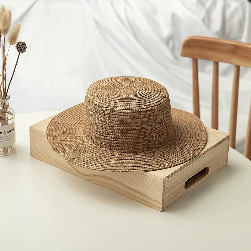 2022 Fashion Straw Boater Flat Top Straw Hat Natural Paper Boater Hat custom color decoration straw hats