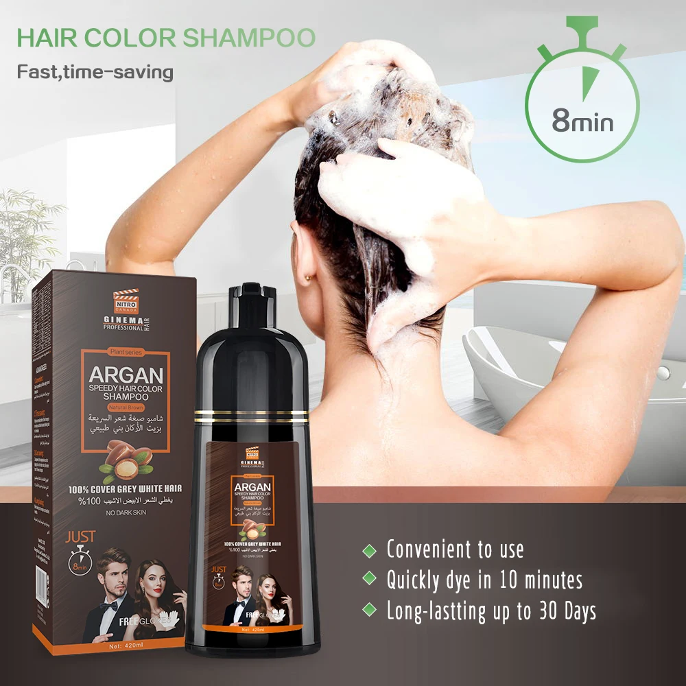 Own Brand Professional Customized Black Hair Shampoo Ammonia Free Organic Hair Dye Shampoo Purple Hair Dye Shampoo Many Colors