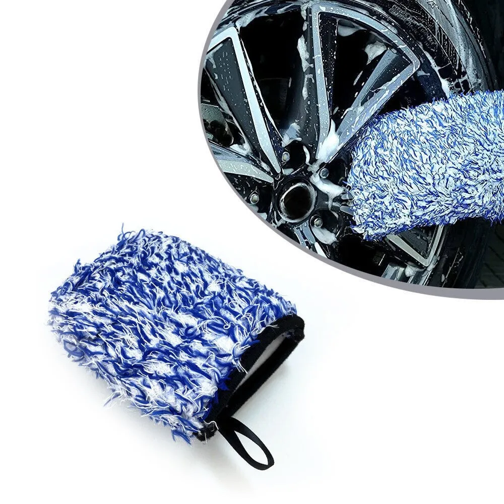Long Fleece  Microfiber Car Wheel Mitt Glove, Snow Foam Wheel Mitt