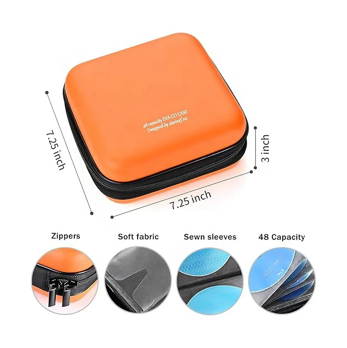 Custom Logo Factory OEM Mini Waterproof Protective CD Storage Box Case Kids Travel Carrying EVA CD DVD Bags & Cases with Zipper