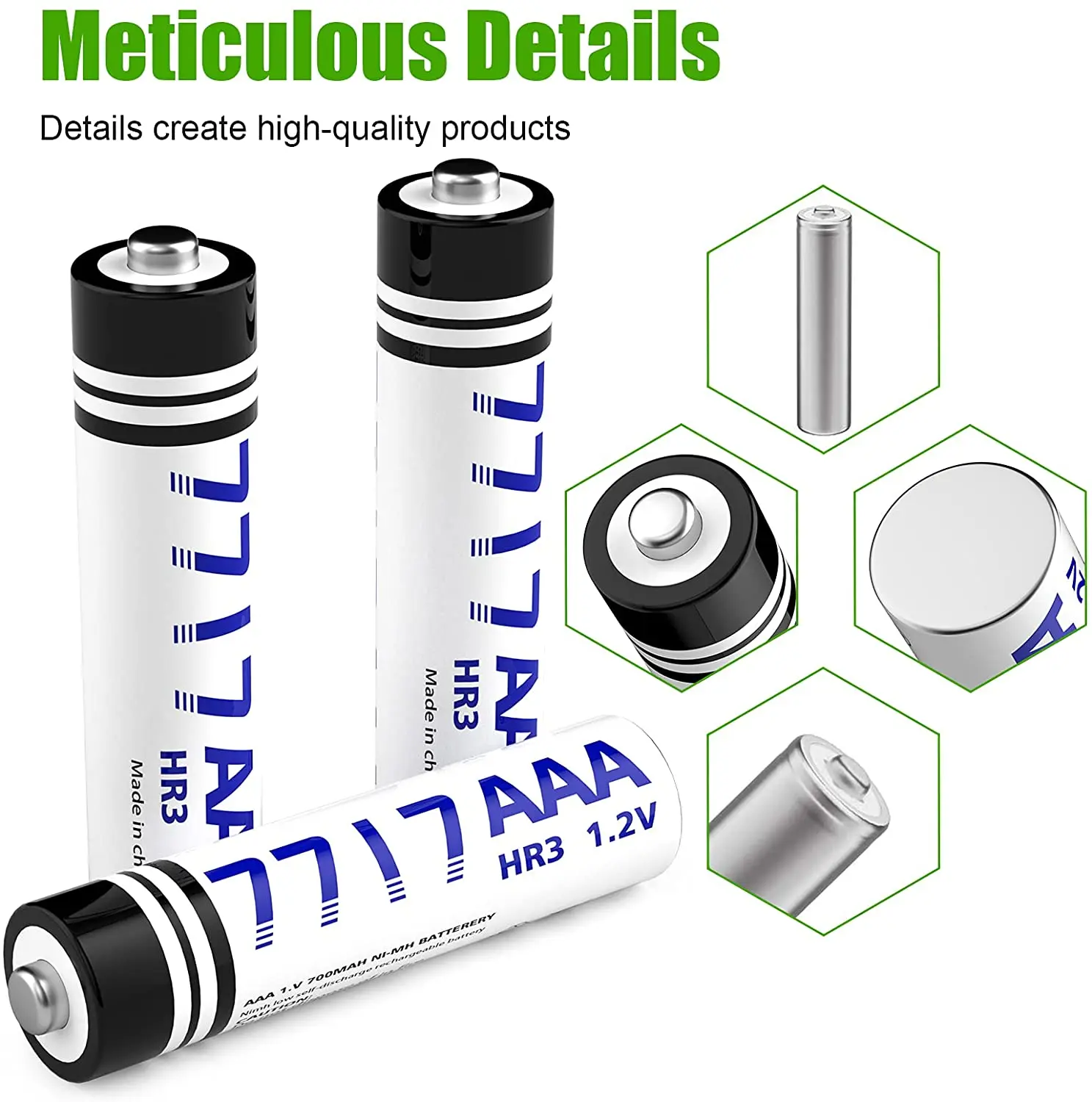 Rechargeable Batteries 7717 Ni-MH 1.2 Volt Pre-Charged Triple A Batteries Pack