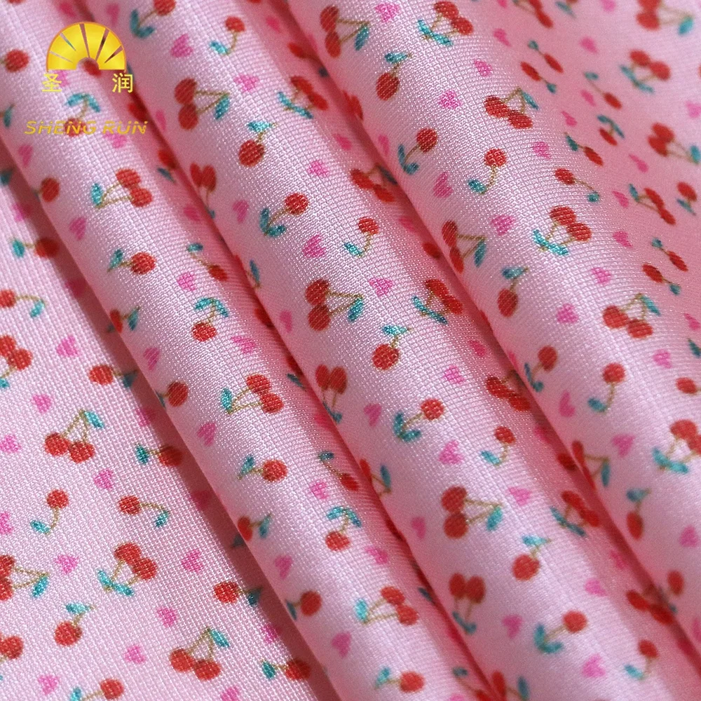New Product Digital Custom Printing 100% Polyester Soft Small Cherry Printing 50D Oxford Fabric