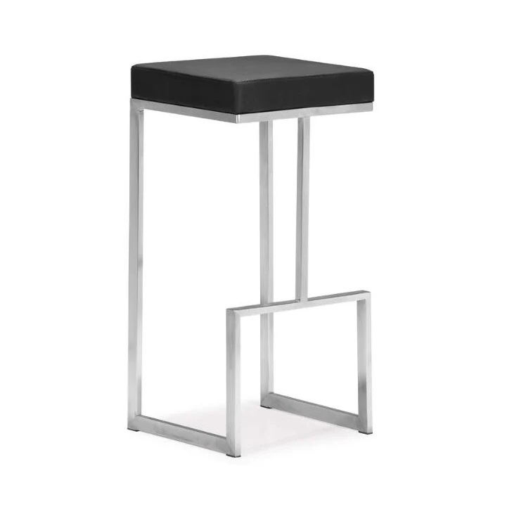 
Modern Bar Furniture Set Stainless Steel Genuine Leather Kitchen Counter Stools High Chair Bar Stool 