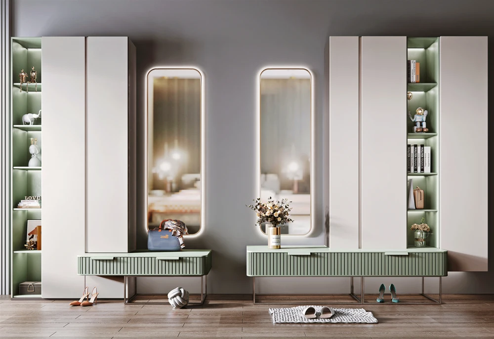 Entrance luxury door shoe cabinets with sliding door glass cabinet shoe