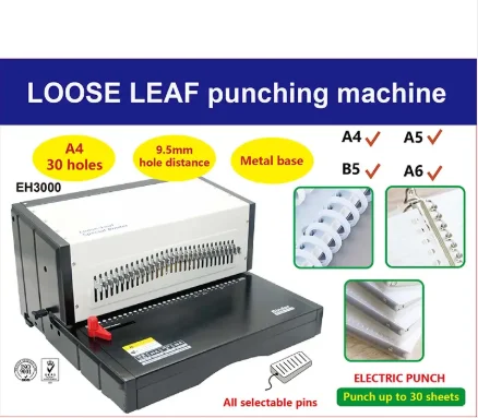 Nanbo Desktop Office Usage Loose Leaf Binding Rings Electric Paper Punching Binding Machine