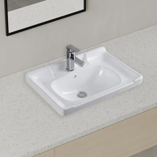 Modern Integrated White Bathroom Vanity Sink Sanitary Ware One Piece Ceramic Cabinet Hand Wash Basin
