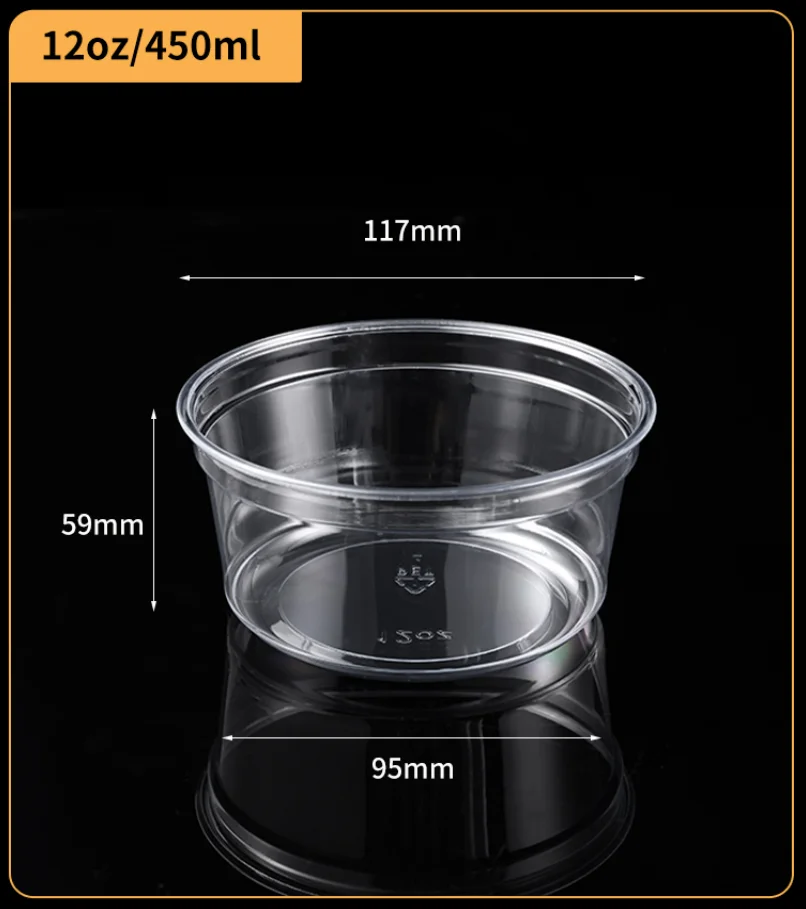 Classic Design 8oz & 16oz round Clear PET Food Storage Containers with Lids Freezer Deli Cups Storage Container