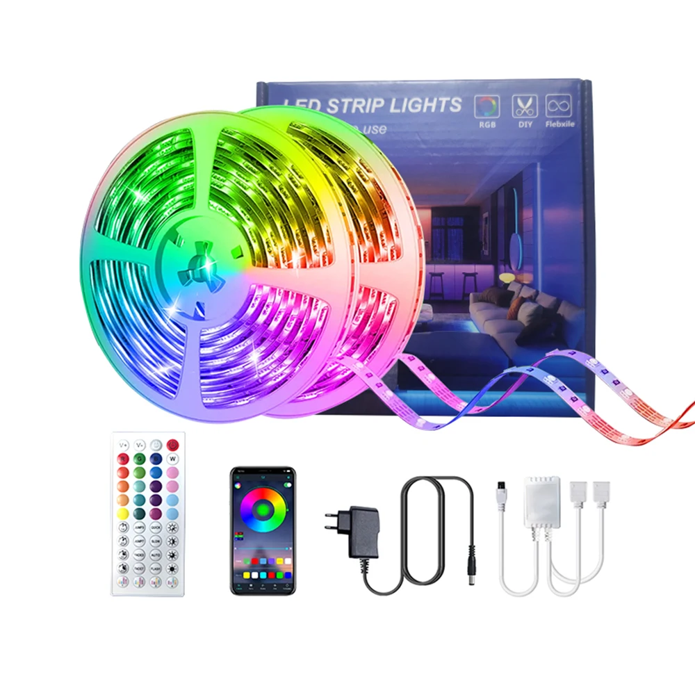 5 м 30 светодиод/м SMD 5050 Светодиодные умные полосы света 12 В пульт дистанционного управления RGB светодиодные для украшения дома