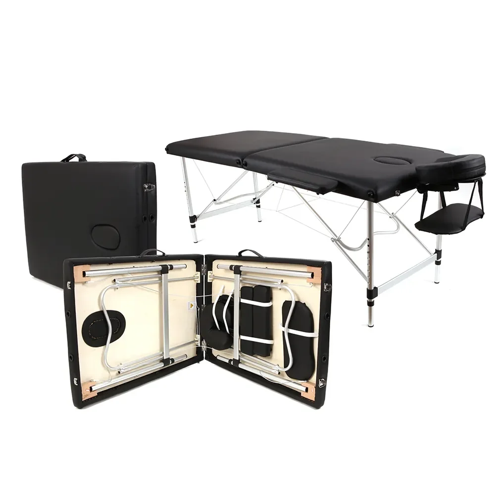 Tectake Portable Folding Massage Table Bed Two-Fold Aluminum Legs Foldable Beauty Salon Spine Neck Cupping Therapy Metal