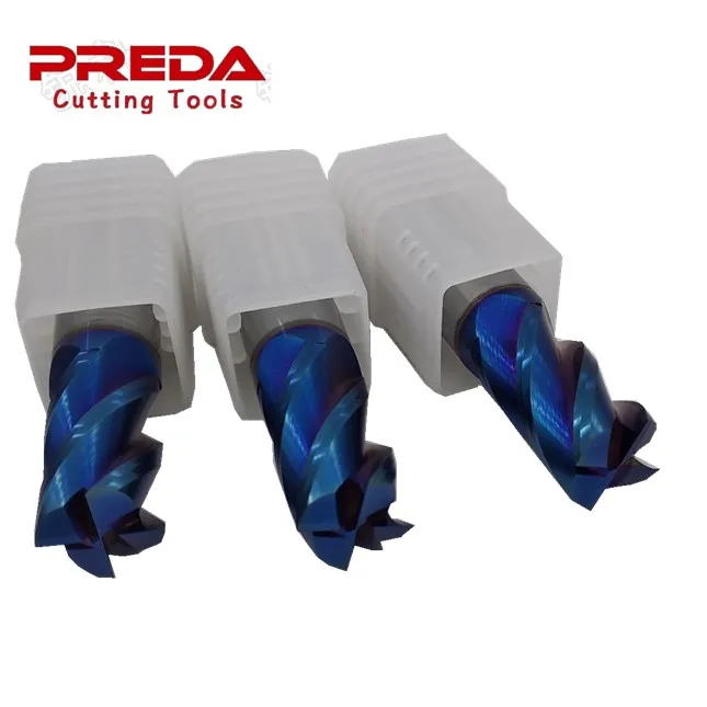 Preda Cutting Tool HRC65 Carbide Cutter 4 flutes end mill with NANO coating 75mm length
