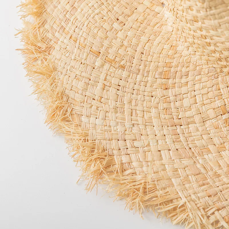 Stock Women Raffia Straw Hat Large Wide Rough Brim Floppy Straw Hat Beach Summer Sun Visor Hat