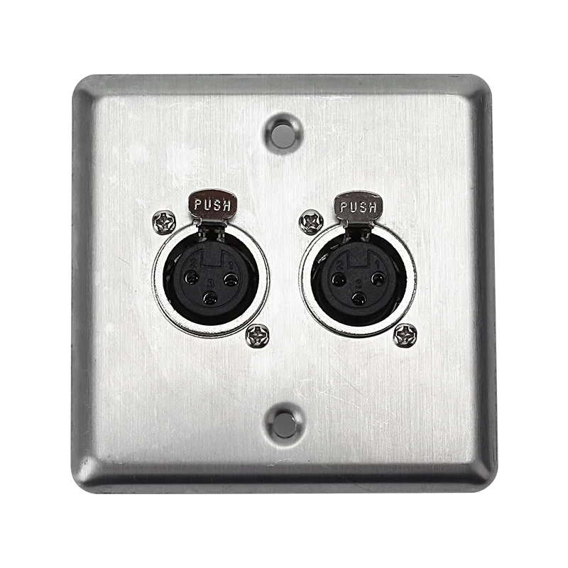 Stainless Steel 2 ports 3 pins xlr wall plate xlr female connector