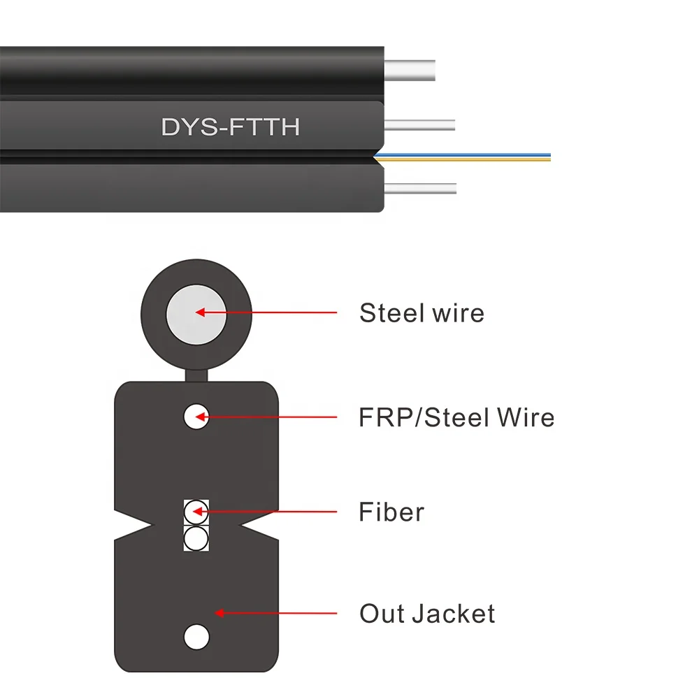  Fiber Optic 1 Core 1km 2km 3km Plywood Drum Ftth Drop Cable Single Mode