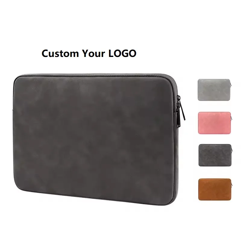 2024 Factory wholesale custom logo luxury pu leather protection cover case for men women waterproof laptop sleeve bag