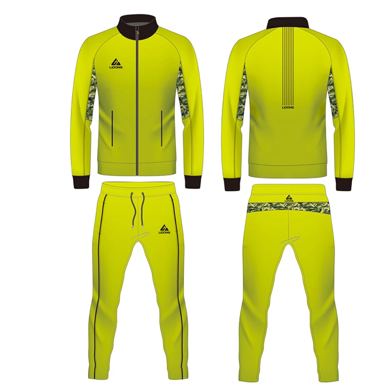 Factory made mens full zipper latest custom design sublimation printing fitness sports tracksuits set