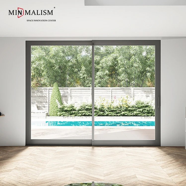 Aluminium Double Tempered Glass Sliding Doors High Quality Energy Efficient Sliding Door