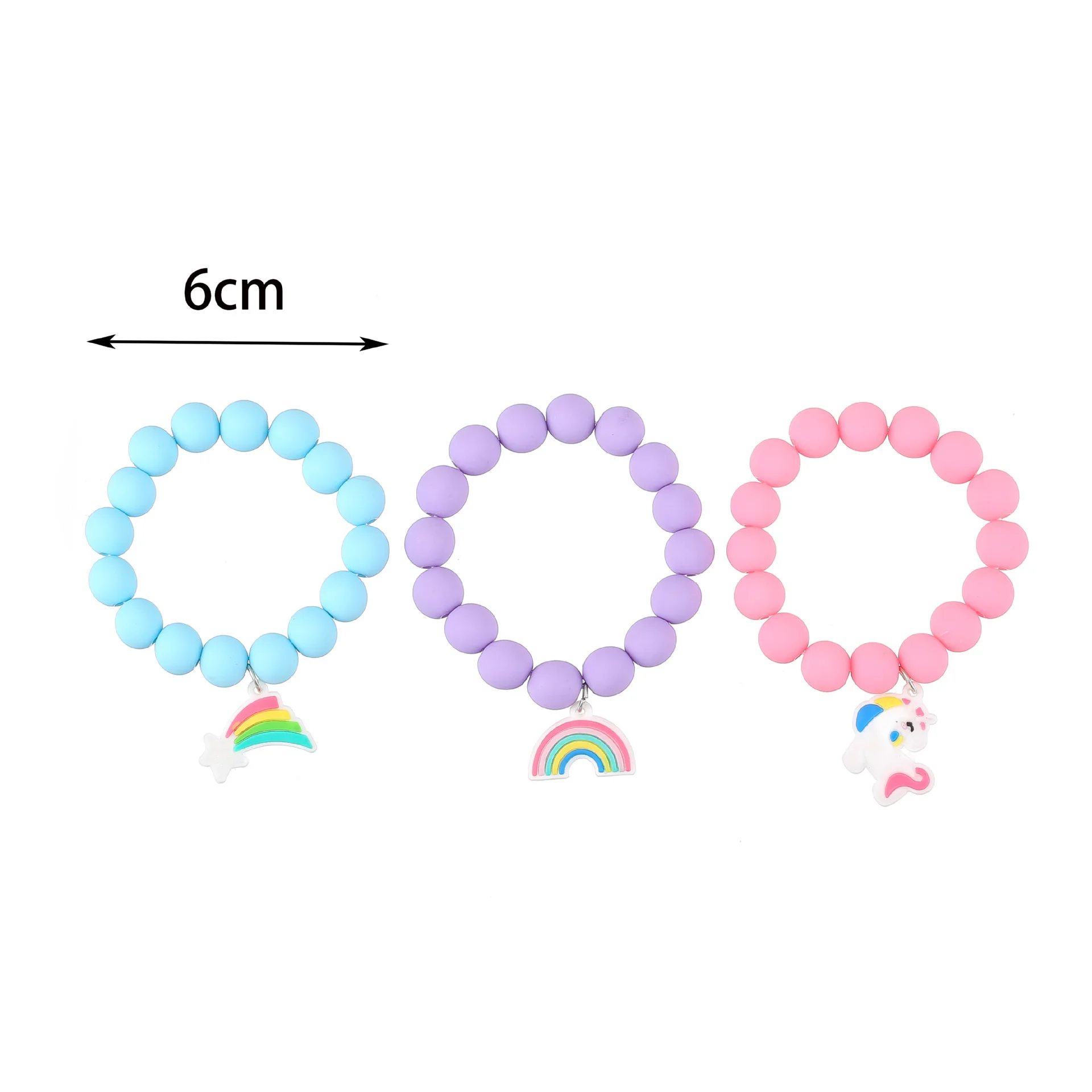 BSL23010 New Arrival Autumn Cute Soft Rubber Bracelet Solid Color Barbi Pink Soft Elastic Resin Cartoon Beaded Bracelet For Kids