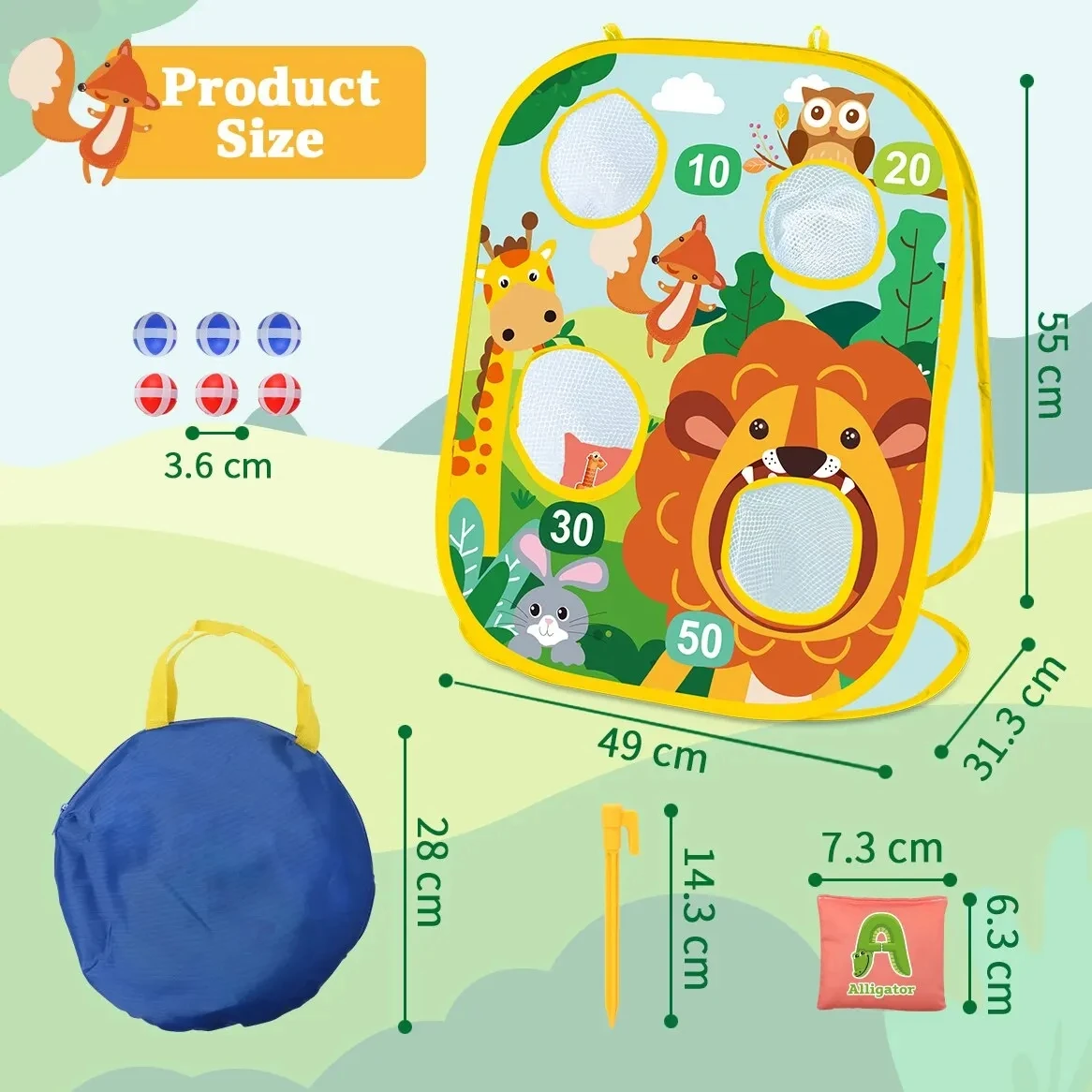 miYou Parlour games Bean Bag Toss  Sticky Balls for Games Toss Cornhole Set Tic Tac Toe Indoor&Outdoor Toy for Boys or Girls