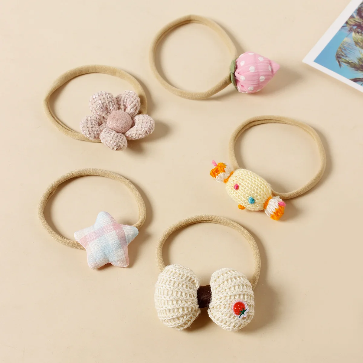 10Pcs/Set Kids Hair Bows Nylon Headband Crochet Flowers Candy Stars Shape Headband For Baby Girls Daily Hair Accessories