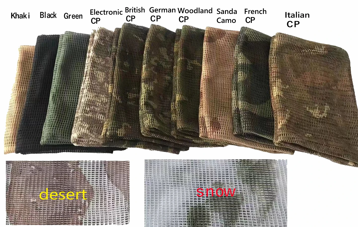 Camouflage Netting Tactical Mesh Net Camo Scarf for Sports & Other Outdoor Activities