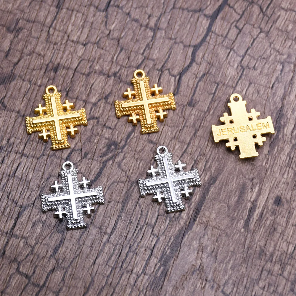 2408 baiyou (10 per pack)Jerusalem Cross Pendant Bracelet DIY accessory accessories