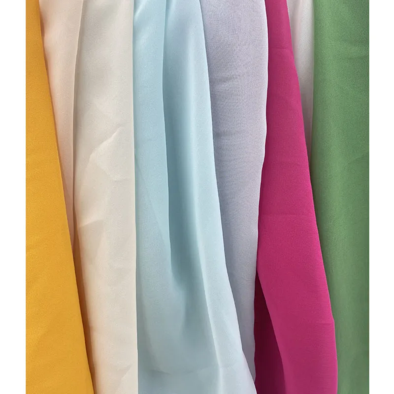 Wholesale natural silk georgette fabric custom dye crepe chiffon fabric for dress in ombre color gradient colors