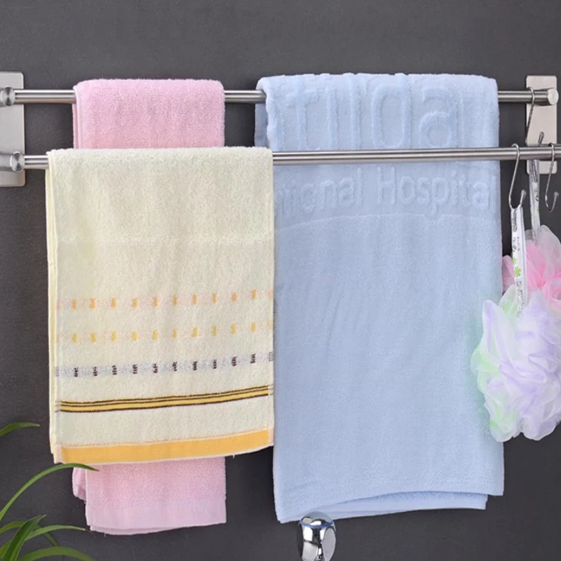 
Wholesale No Drilling Wall Mounted Self Adhesive Double Modern Towel Bar with hooks 