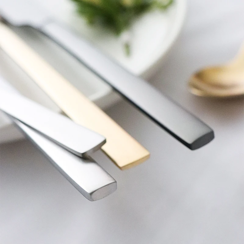 Nordic Commercial Stainless Steel Cutlery Flatware Matte Gold Colored Silverware Spoon Fork Set Dinner