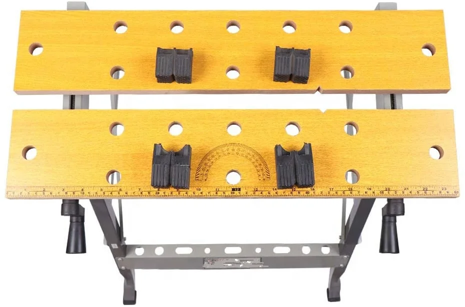 
Foldable Trestle Work Bench,Workbench Portable 100kg Stainless Steel Wood Cutting Sawhorse Folding Wooden Workbench tabl 