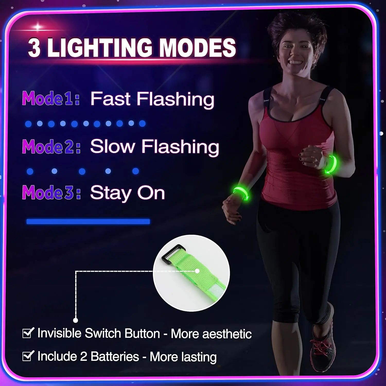 LED Bracelets Light Up Wristbands Glow Flashing Wristbands Party Supplies for Party Festivals Sports Camping Night Events