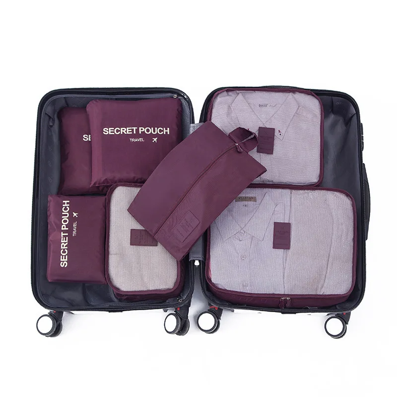 Factory 7Pieces of Sets Portable Clothes Pouch Travel Bag Set Suitcase Organizers Packing Cubes Luggage Organizer for travel