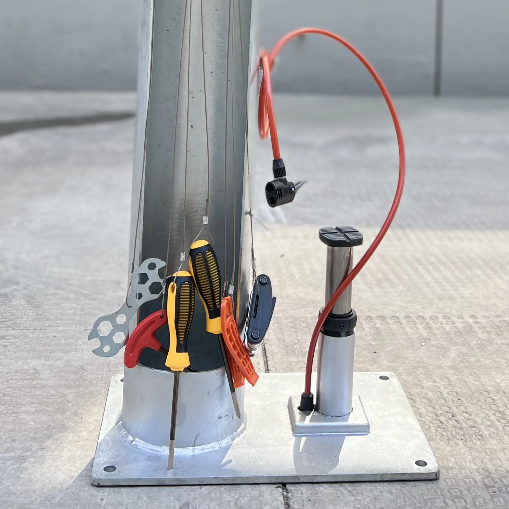 Fixit Public Bicycle Repair Station Bike Work Stand With Gauge and Tools