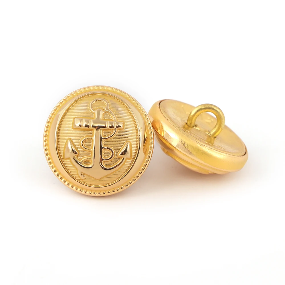 Factory Round Shape Custom Uniform Sew Gold Coat Zinc Alloy Brass Shank Buttons for Blazer