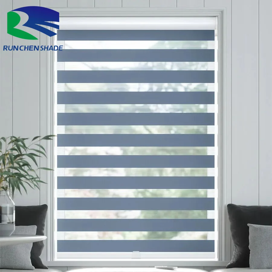 Eco-friendly Aluminium Cordless Spring Roller Blind Parts Polyester Zebra Blinds For Horizontal Window Decor