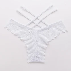 New Arrival Low Rise Cross Straps Transparent Bikini Panties Women Lace Sexy Thongs cross strap thong panties
