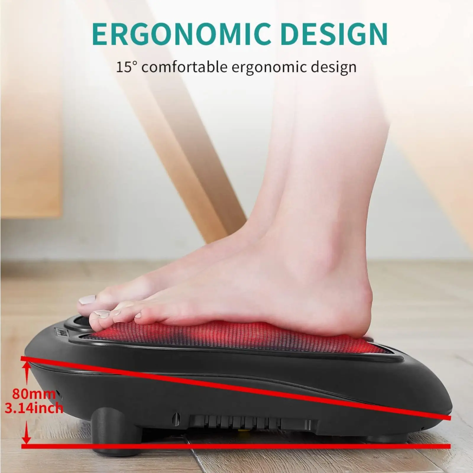 Hot Selling Heated 6 Massages Head Electric Back Foot Machine Massage Device Shiatsu Foot Massager With Heat