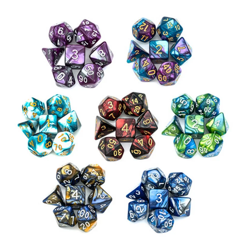 Udixi Custom Logo Color Mixed Plastic Polyhedral Acrylic Dice for DND RPG MTG Board or Card Games Dungeons and Dragons Dice Set