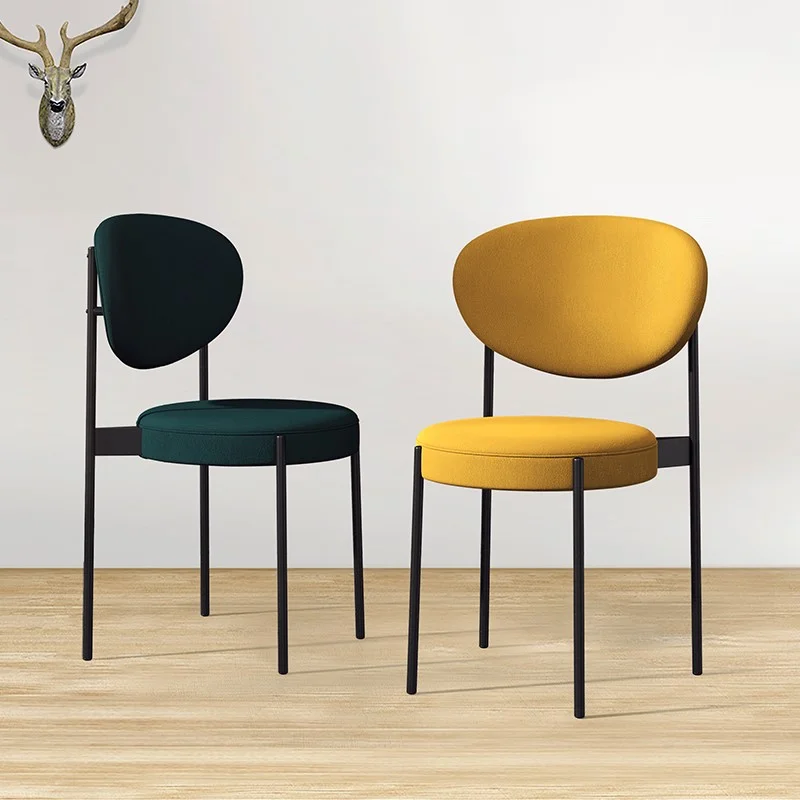 Modern simple metal frame dining chair designer round cushion leisure chair hotel restaurant furniture