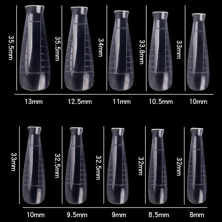 Hot Sale Stylish Transparent 100pcs Sizes Box Clear Tips Nail Crystal Full Cover Nail Tips With Scale