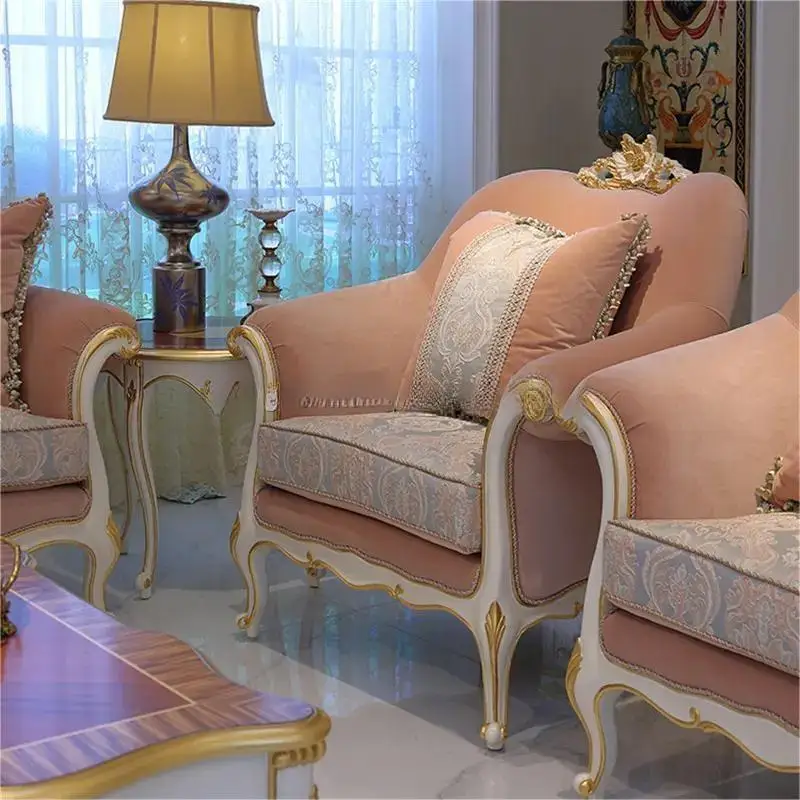 pink fabric Antique Sofa Manufacturers European Style Classic Fabric Dubai Wholesaler Couch Living Room Sofa