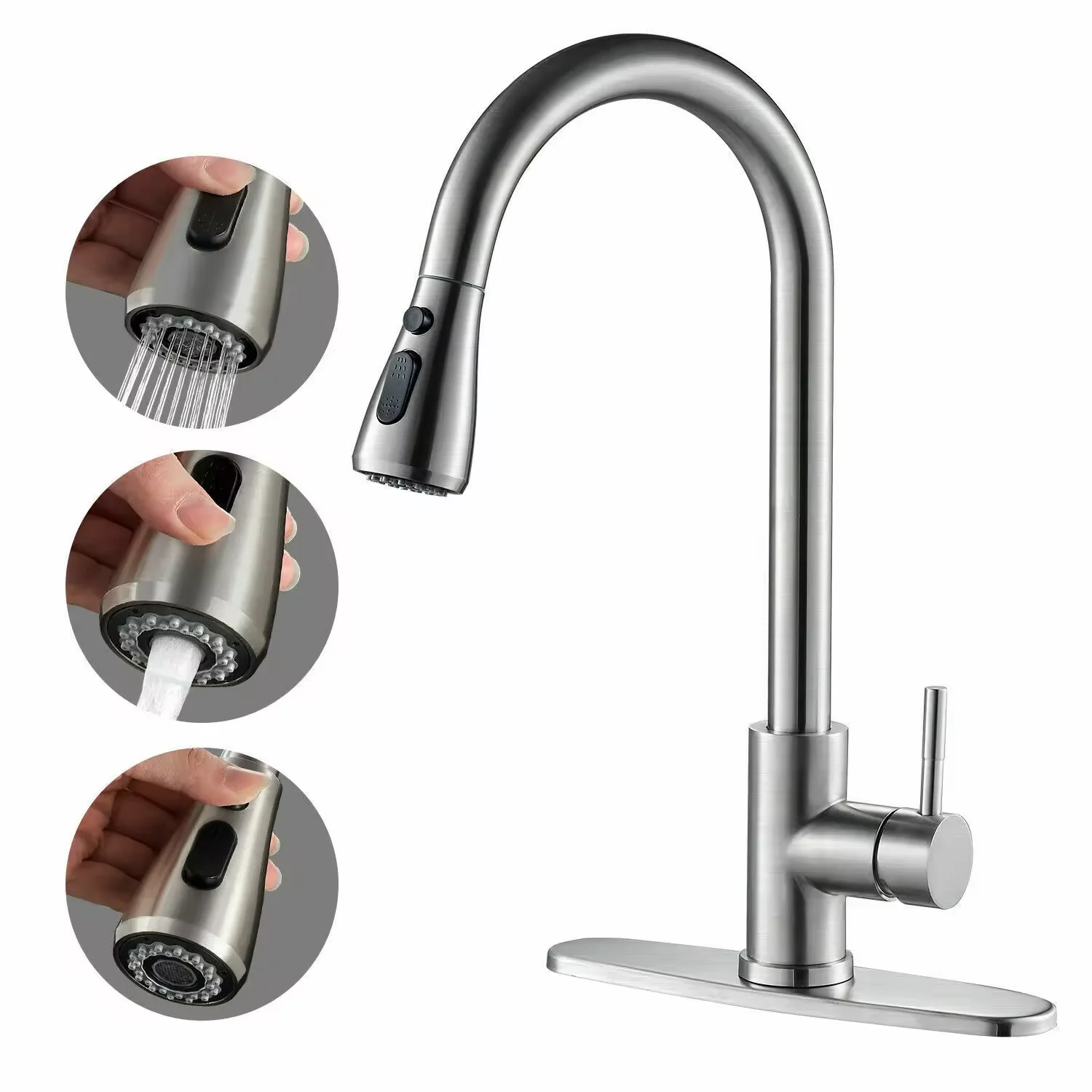 Factory Modern Sensor Touch Pull-out Kitchen Faucet 304 Stainless Steel Brushed Gold Hot Cold Mixed Tap Ceramic Valve