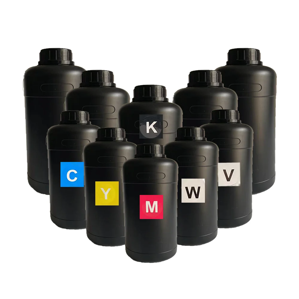6 Colors YMCKW & Varnish Cup Wrap Transfers Sticker Printing Ink UV DTF Ink Used For E pson XP600 i3200 UV DTF Printer UV Ink