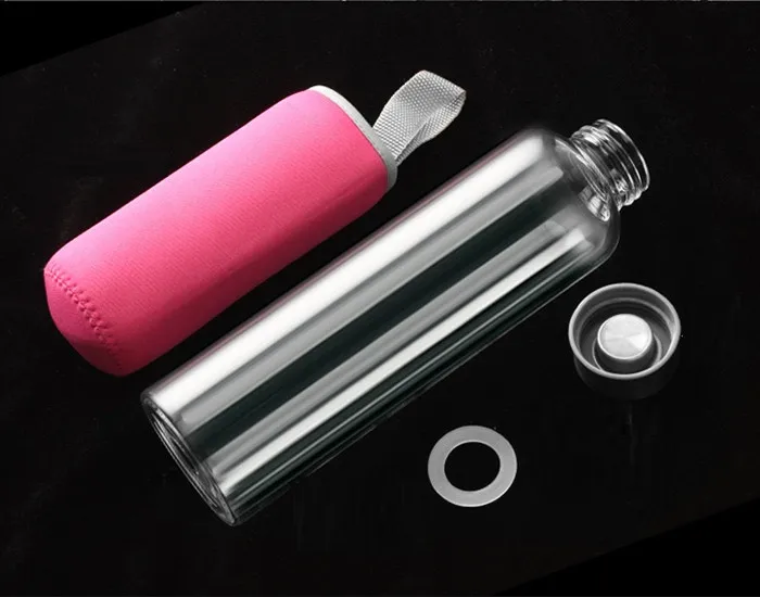 New Arrive Portable Outdoor Sports Large Capacity Cloth Cover Reusable Drinks Juice Beverage Glass Water Bottle  With Sleeve