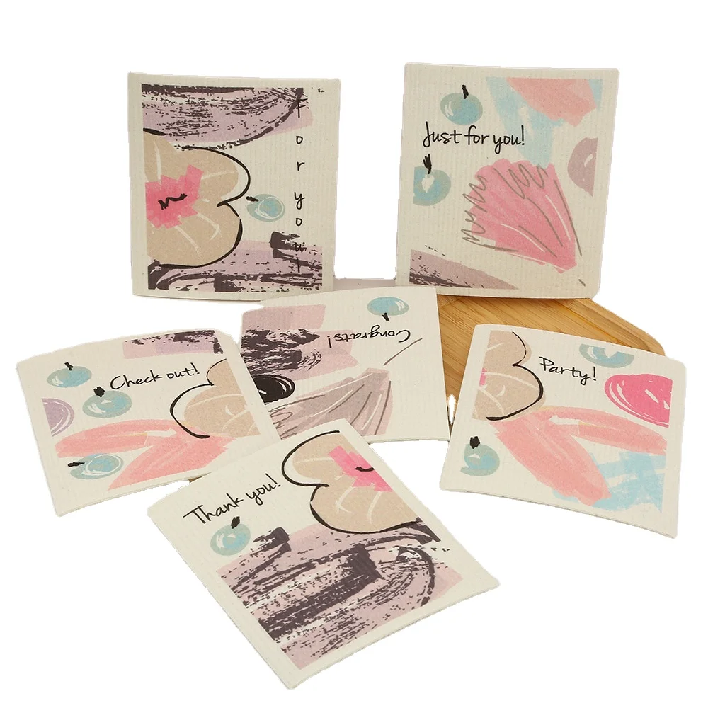 Absorbent Kitchen Dishcloth Reusable Ecofriendly Paper Towel Ins Cellulose Sponge Cleaning Cloth Sustainable Kitchen Rag 100pcs