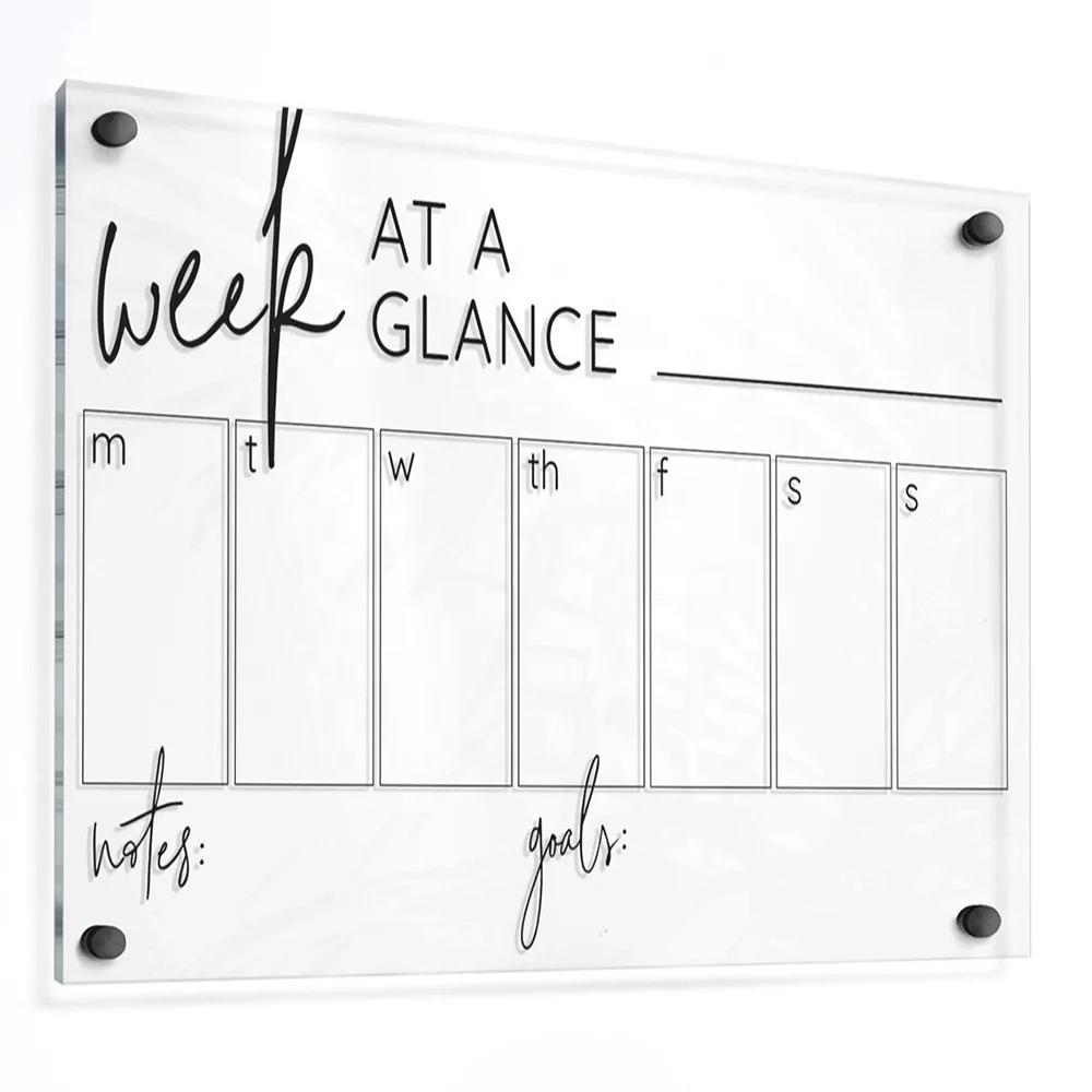 Acrylic Family Planner  Dry Erase Monthly Calendar  Monthly and Weekly Wall Calendar 2023 with Marker  Personalized Note Board
