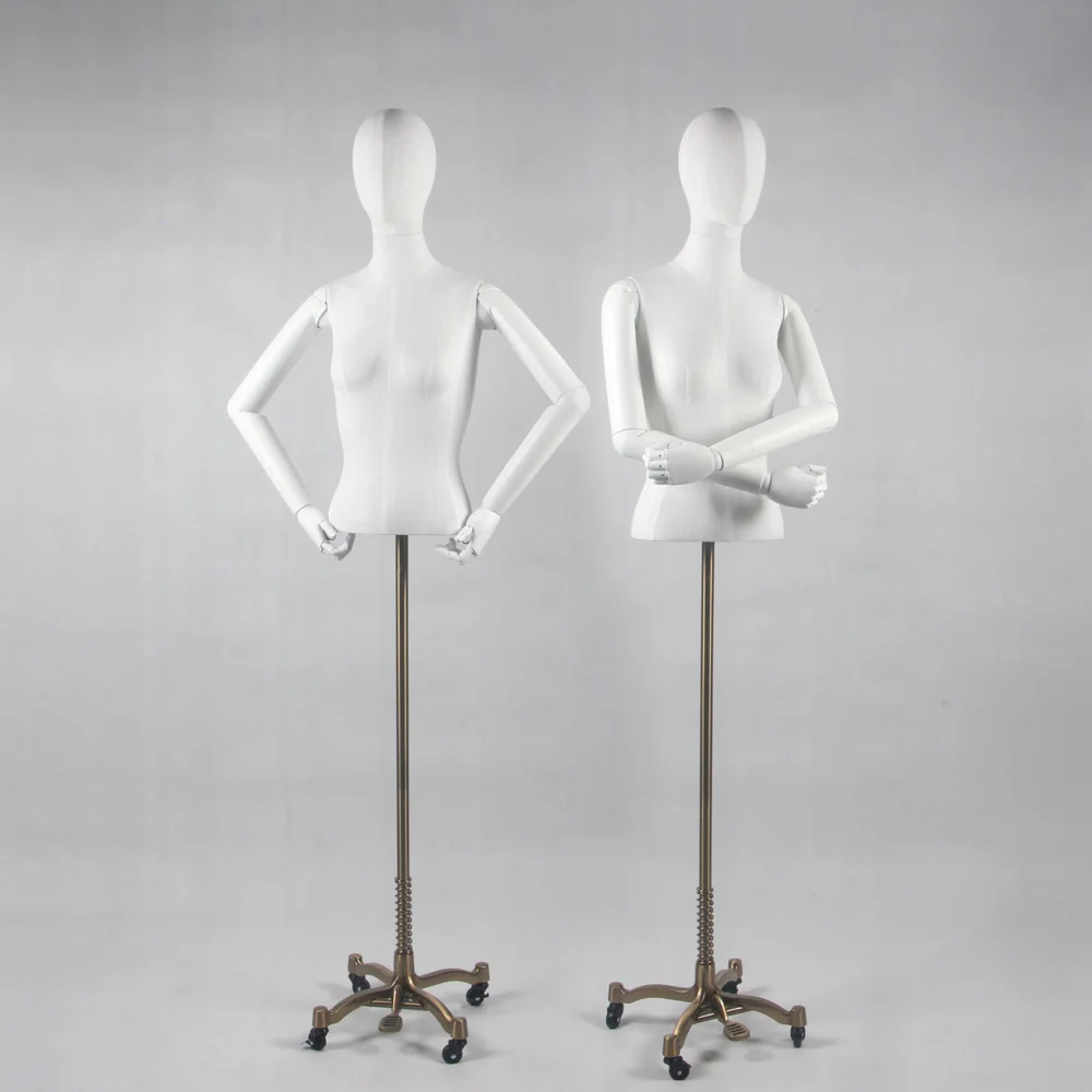 Beautiful Clothing Store Lady Display Plastic Articulated Arms Dress Form Mannequin with wheel base