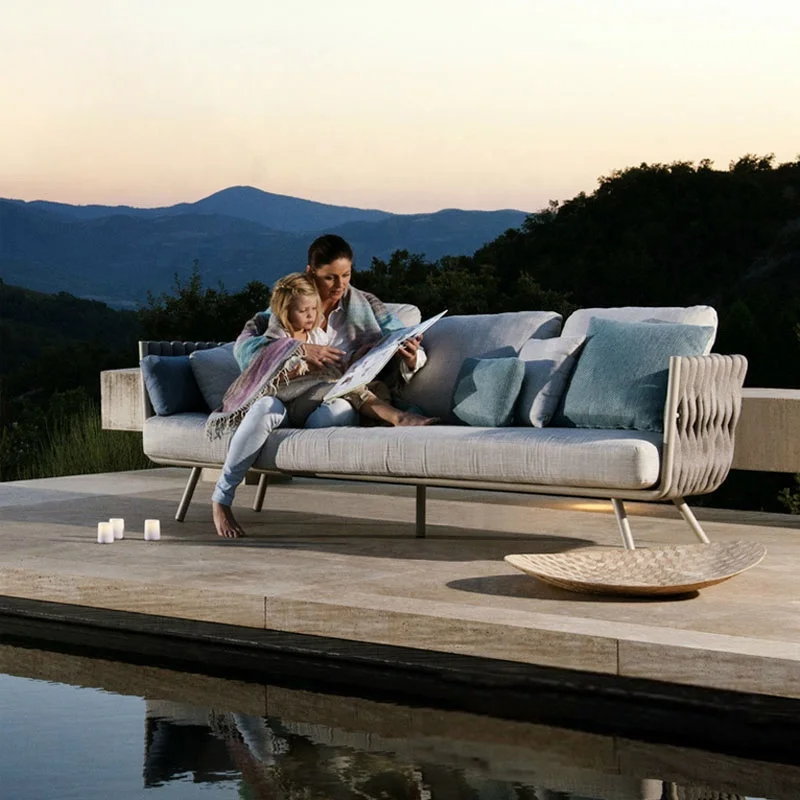 New Design Living Room Furniture Comfortable Garden Rope Sofa 2 Seat Modern Love Seat