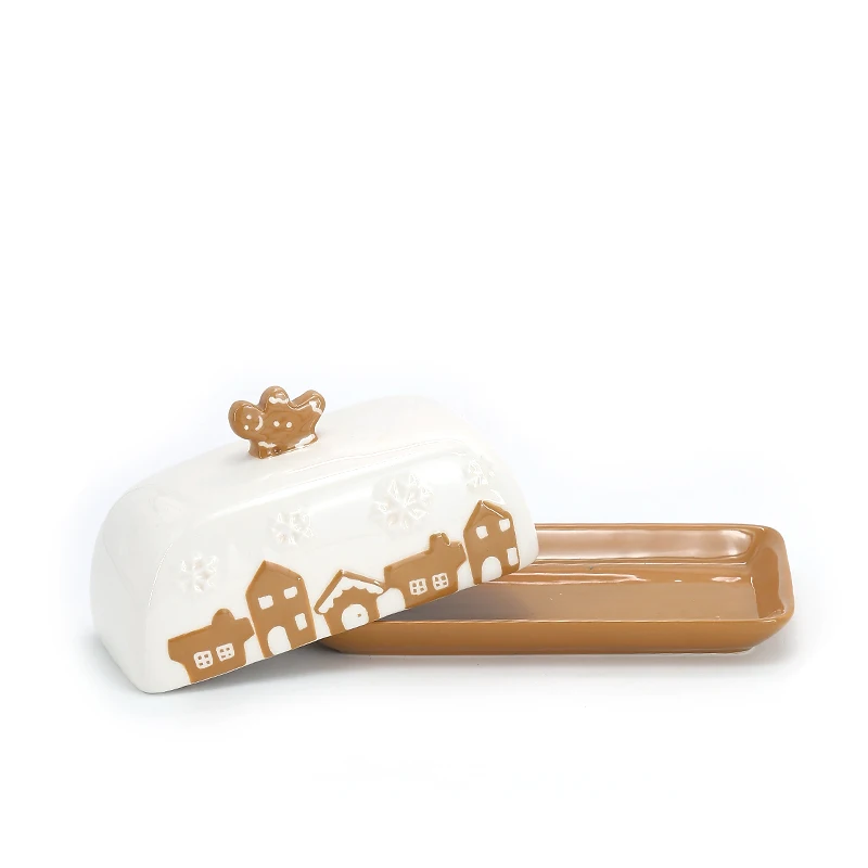 Christmas Gingerbread House Shaped Dolomite tableware set Gingerbread Mug Christmas Ceramic Dinnerware Plate For Home Restaurant
