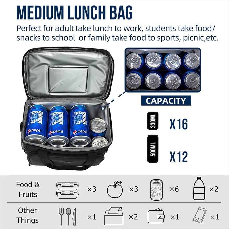 China supplier wholesale high capacity reusable shoulder lunch bags big size picnic bag portable food ice cooler box for camping